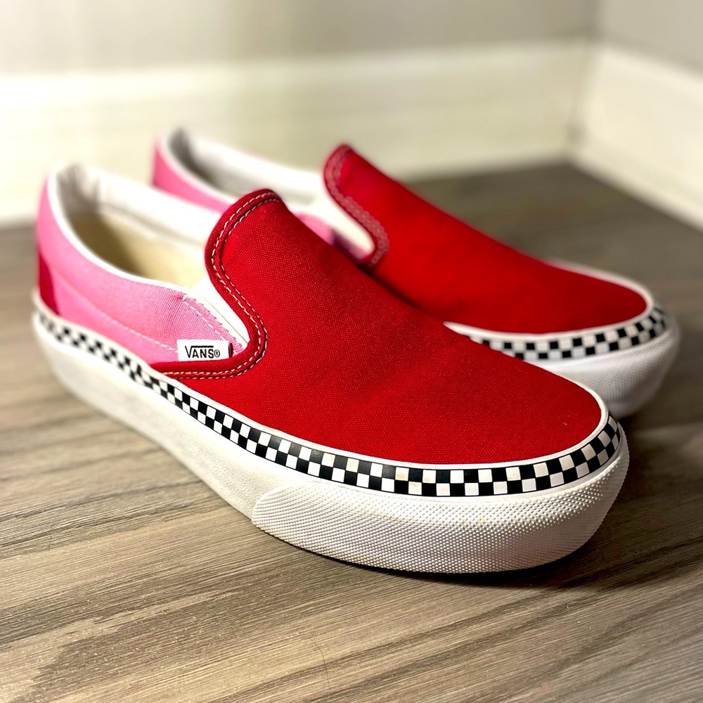 Hot Pink & Red Checkered Vans Size 6.5W and 5.0 M